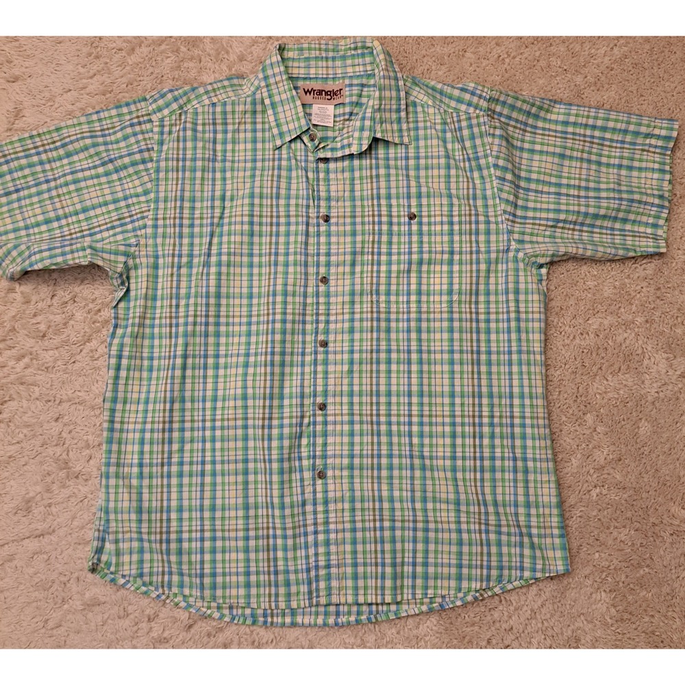 Wrangler Rugged Wear Plaid Button Up Shirt Mens Size XXL‎ Multicolor